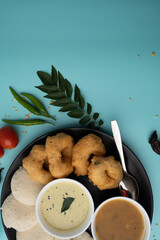 Wall Mural - South Indian breakfast-Idli, sambar, wada, coconut chutney