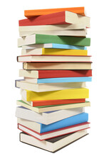 Tall Pile Of Books Lots Various Isolated Transparent Background Photo PNG File