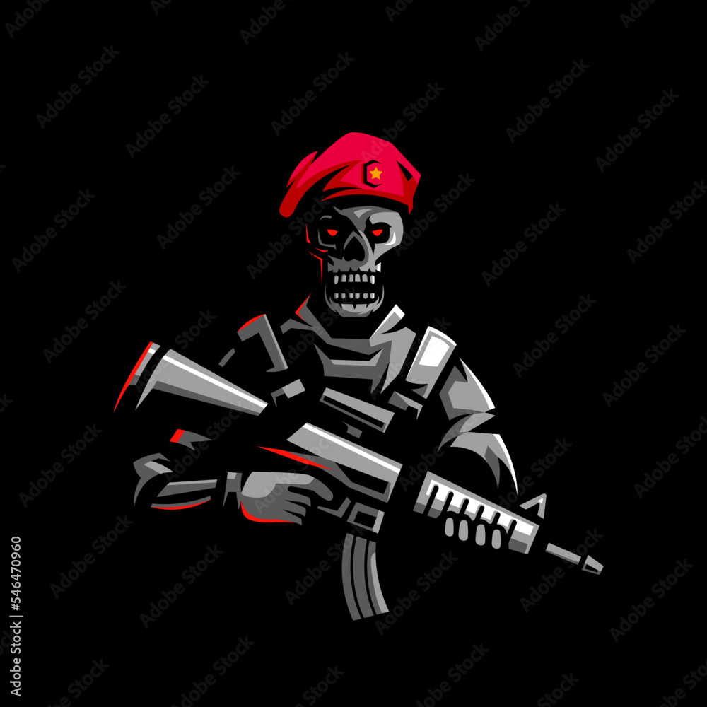 Millitary Skull Army Mascot Logo Stock Vector | Adobe Stock, image size:1000x1000