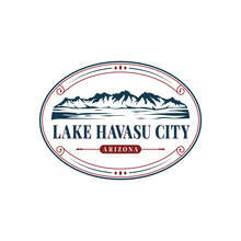 Landscape At Lake Havasu, Arizona, USA. Lake Adventure Logo Design Template Inspiration.