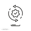 software data synchronize icon, automatic update, process bar, thin line symbol on white background - editable stroke vector illustration