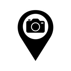Wall Mural - camera location with map pointer icon