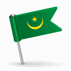 Mauritanian flag map pointer layout. Vector illustration.