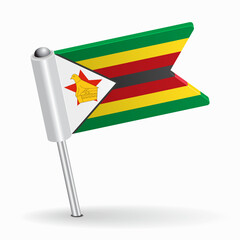 Zimbabwean flag map pointer layout. Vector illustration.