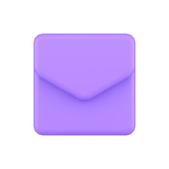 Poster - Newsletter incoming message glossy purple envelope front view realistic 3d icon