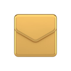 Poster - Premium newsletter incoming message chat button notification metallic golden 3d icon