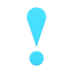 Poster - Blue glossy exclamation point front view attention error warning realistic 3d icon