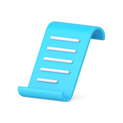 Poster - Blue glossy document paper curved list legal form diagonal placed blank 3d icon realistic
