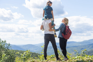 Canvas Print - family in the mountains, family trip in mountains.