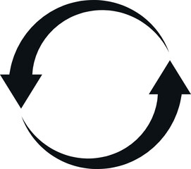 Poster - cycle arrows symbol. black round restart sign