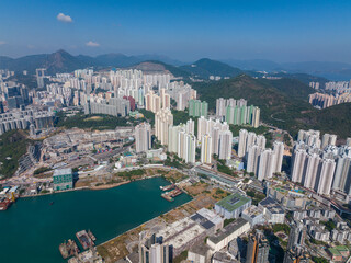 Canvas Print - Top view of Hong Kong city