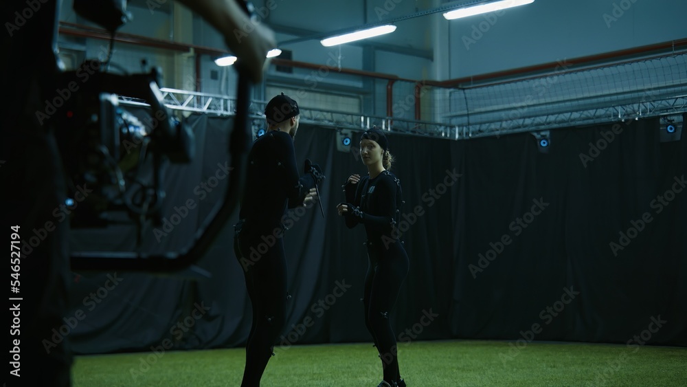 BTS of game industry - Actors in motion capture suits performing some ...