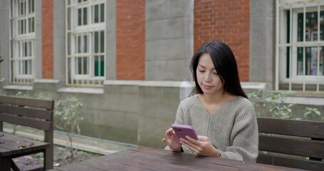 Sticker - Student woman use mobile phone in campus