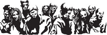 Zombies Apocalypse Horror Scene Vector Graphics Art Ghost Undead Marching Tattoo Art