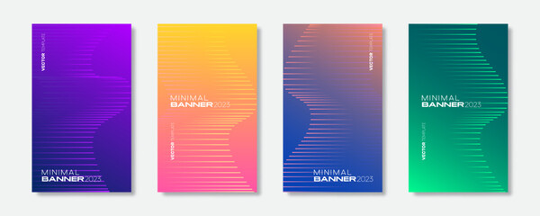 Poster - set of the colorful banner design template. modern fluid composition with lines for business promoti
