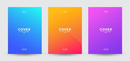 Poster - set of modern business templates. abstract minimal lines composition style. vector template, 2023