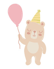 Canvas Print - cute bear with party hat