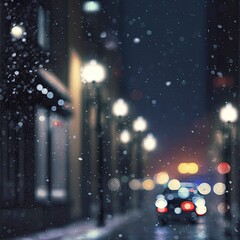 Canvas Print - Bokeh falling snow