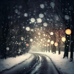 Poster - Bokeh falling snow