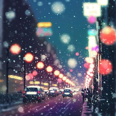 Poster - Bokeh falling snow

