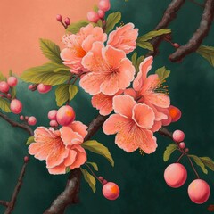 Sticker - Peach flowers