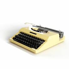 3D Render Of A Vintage Yellow Typewriter Isolated On A White Background