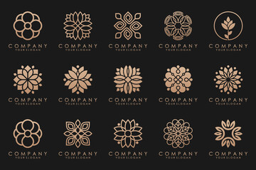 Wall Mural - Floral ornament logo icon set. Abstract beauty flower or mandala logo design collection.