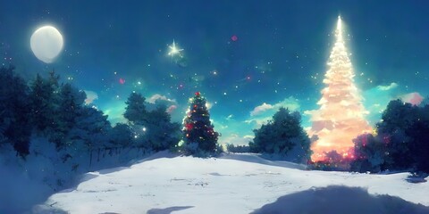 christmas tree in christmas holiday as background