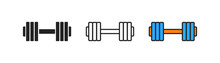 Dumbbell Outline Icon On White Background. Concept Of Workout. Fitness, Sport, Symbols. Gym Equipment Sign. Flat Design.