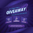 Giveaway quiz contest for social media feed. template giveaway prize win competition follow the steps below