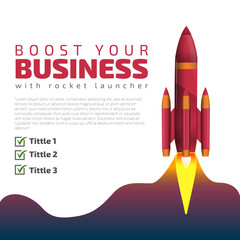 Boost Your Brand Rocket Launcher Poster Suitable For Feed Marketing, Content Creator, Boost Business Success.