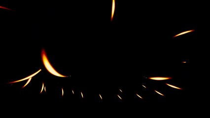 Poster - Dark background. Design. Gold large rings that rotate in a circle made in computer graphics.