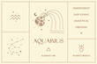 Aquarius Zodiac Sign Design Illustrations. Esoteric Vector Element, Icon