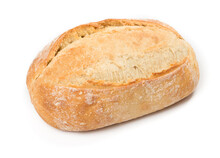 fresh homemade loaf of bread on a white isolated background