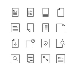 Poster - Set of document and paper icons, page, note, form, word, message and linear variety symbols.	
