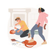 Physical bullying isolated cartoon vector illustration. Kids fighting at school, boys dominate weaker student, physical attack, destroying childs property, bullying problem vector cartoon.