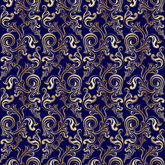  Damask vintage baroque scroll ornament swirl. Victorian monogram heraldic shield swirl. Retro floral leaf pattern border foliage antique  acanthus calligraphy engraved tattoo. seamless pattern