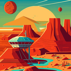 Wall Mural - Vector of a terraforming conceptual illustration