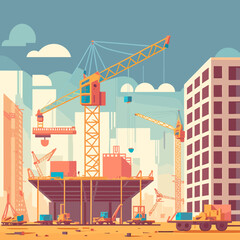 Sticker - Vector of the construction site in the city