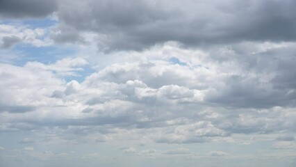 Wall Mural - 4k video timelapse of beautiful cloudy rainy cloudscape. small plane flies over cloudy heaven backgr
