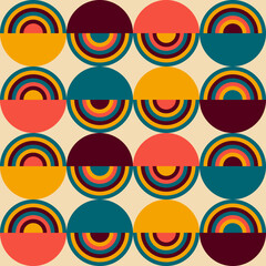 Wall Mural - 70s retro groove pattern with circles. Vintage geometrical pattern. Vector illustration
