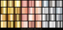 Collection
Golden, Rose Gold And Silver Gradient, Modern Combinations Of Colors And Shades. Gradient Color Palette In The Form Of Squares. Vector.