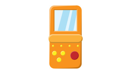 Poster - Old retro vintage hipster handheld game console with screen and buttons, tetris from 70s, 80s, 90s. Yellow icon. Vector illustration