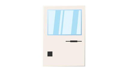 Poster - Old retro vintage hipster computer, pc with monitor and keyboard from 70s, 80s, 90s. Beautiful white icon. Vector illustration
