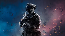 Battlefield Fighter Wallpaper Background Neon Colors. Call Of Duty, Pubg, Warefare, Russia, Ukraine, Usa