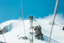 Ski Lift Going To The Top Of A Mountain