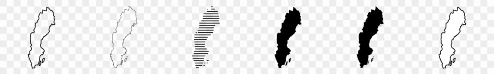 Wall Mural - sweden map black | swedish swede border | state country | transparent isolated | variations