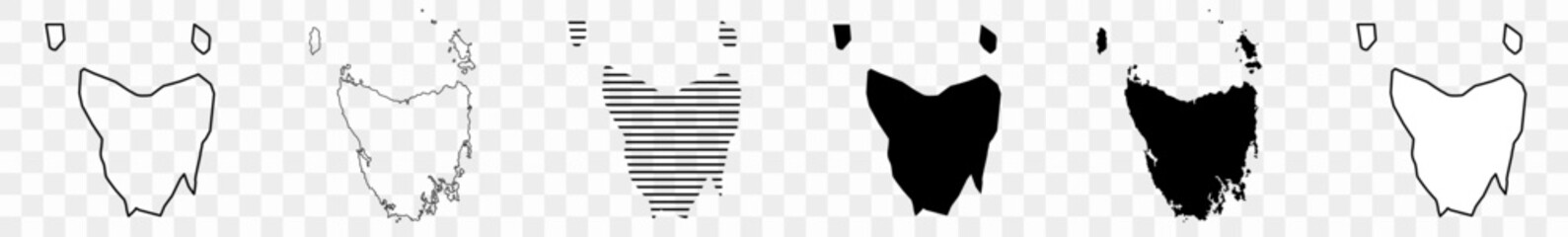 Wall Mural - tasmania map black | tasmanian border | state country | transparent isolated | variations