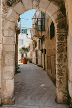 Stone Arch In Old Italian City Street 