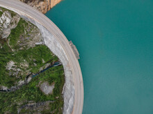 Water Dam From Above, Hydroelectricity Power Plant In Europe